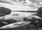 Four Boats at Sunset by Monte Nagler
